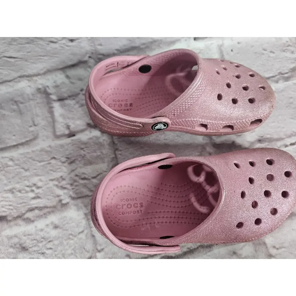 Crocs Girls Youth Size 12 Pink Sparkly Shoes